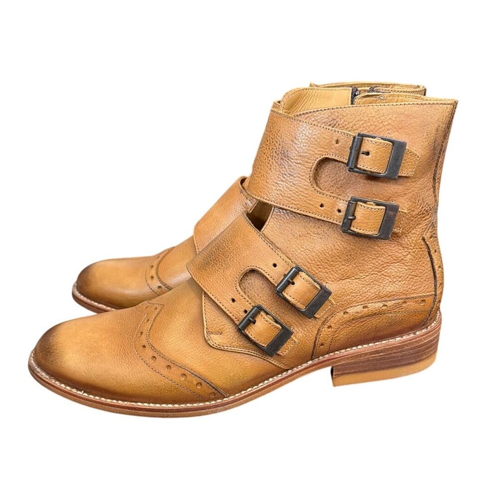 Freebird Penn brown distressed leather boots Buckle Accent Mens Size 12 New